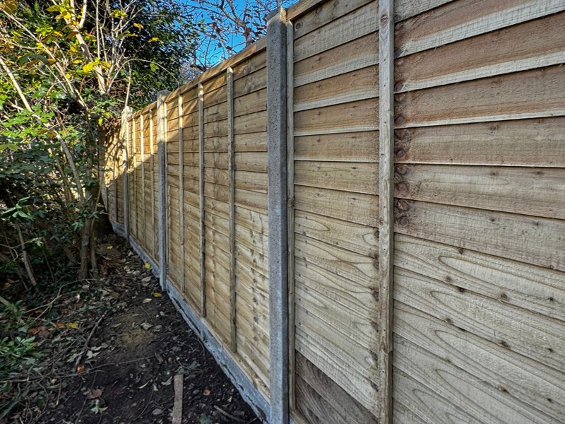 Traditional lap panel fencing installed in garden